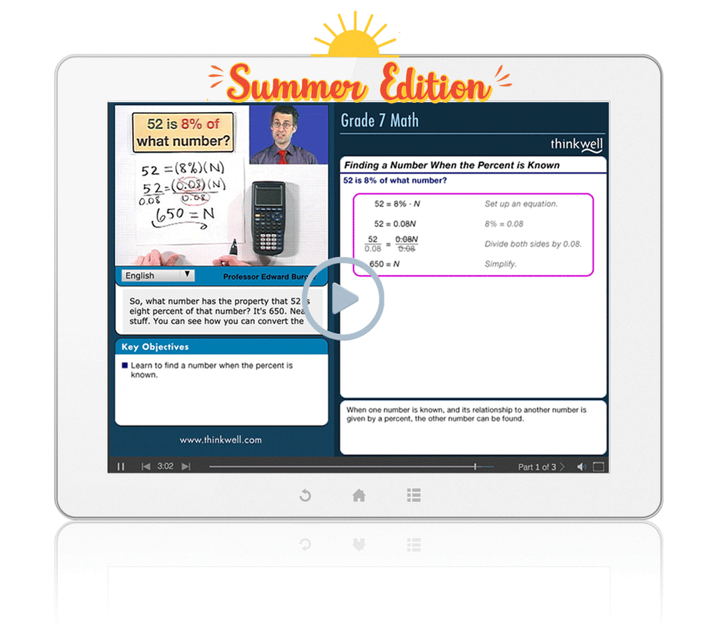 7th Grade Math Online Math Course - Summer Edition