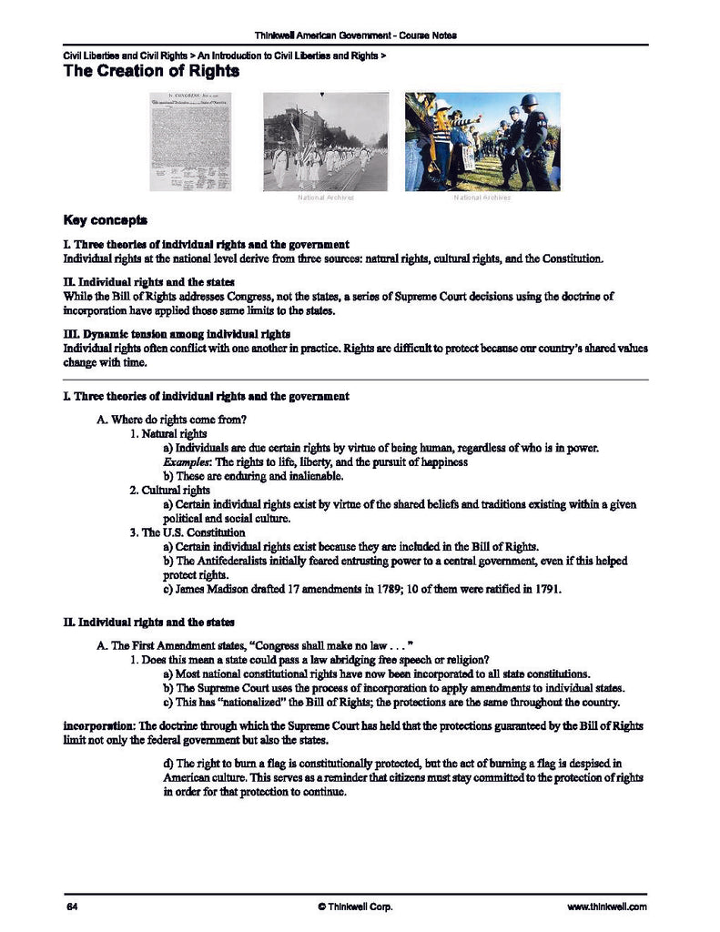 Honors American Government Printed Notes